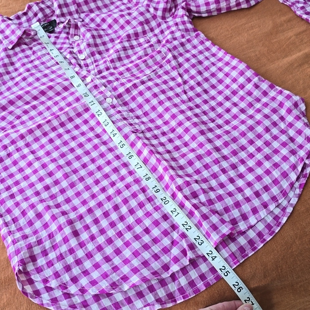 J. Crew Gingham Pullover 1/2 Button Up Shirt - Picture 6 of 10